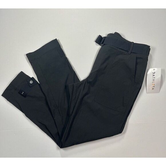 NWT Athleta Trekkie Belted Pant Ankle Zip Ripstop Travel UPF Black Pant Size 8 - Picture 5 of 16